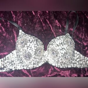 Embellished Silver Sequin Bustier Top